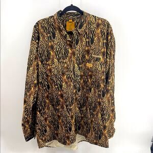 Feather Flage ducks in a row camo long sleeve button up middle weight shirt 2XL